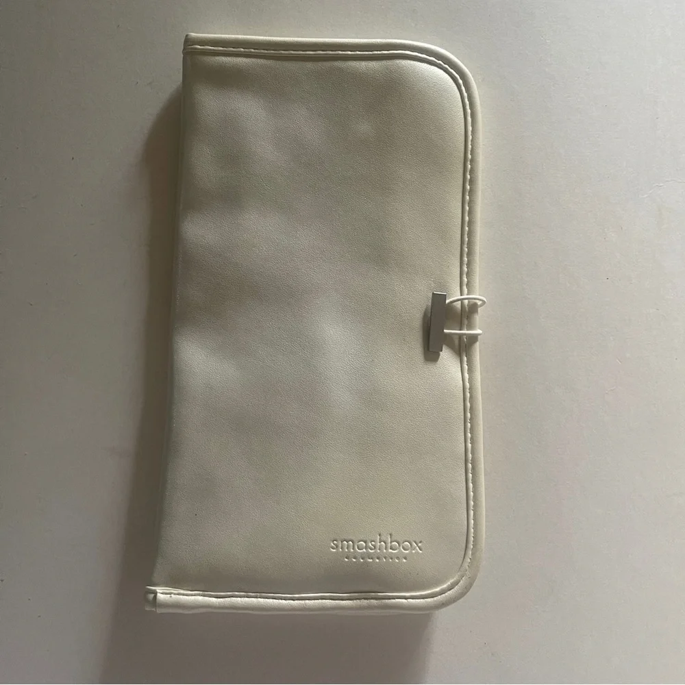Smashbox white makeup brushes foldover bag travel pouch